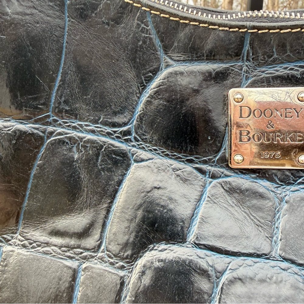 Dooney & Bourke Vintage Harrison Midnight Blue Croc-Embossed Hobo Bag - Picture 6 of 8